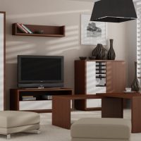 The visualisation presents a modern living room furnished with furniture from the Malibu collection. The collection includes a chest of drawers, a display cabinet, a rtv cabinet and a coffee table consisting of two separate elements, thanks to which we can freely arrange the furniture according to our needs. The furniture is in the colour scheme of white and dark wood - a reference to coconut.