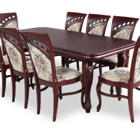 The photo shows a wooden table and 6 chairs - being an offer of Grzywacz company.