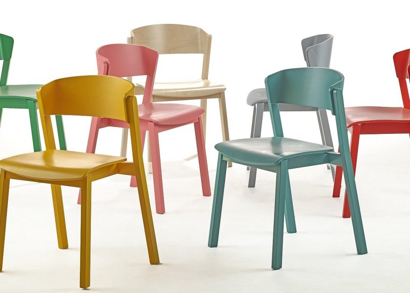Multicoloured wooden chairs